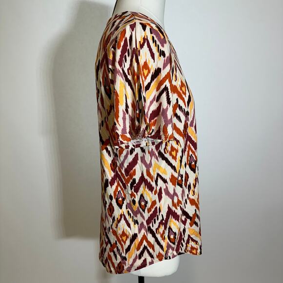 NWT Cable & Gauge Orange Geometric Print Open Sleeve Blouse Womens Size Small S - Picture 3 of 12